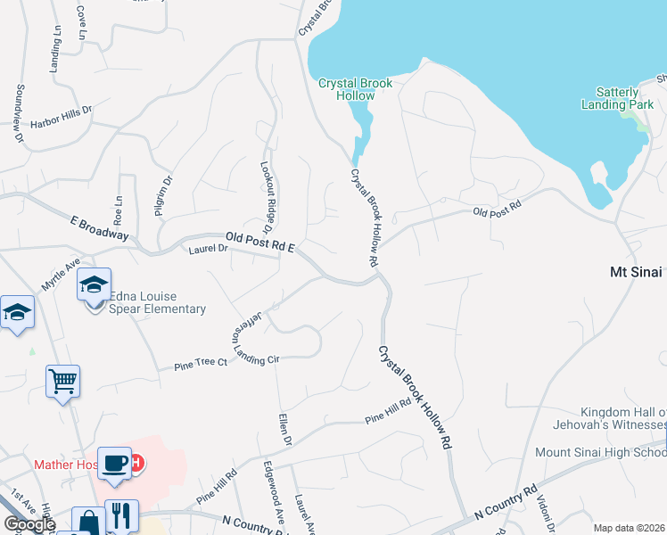 map of restaurants, bars, coffee shops, grocery stores, and more near 27 Contessa Court in Port Jefferson
