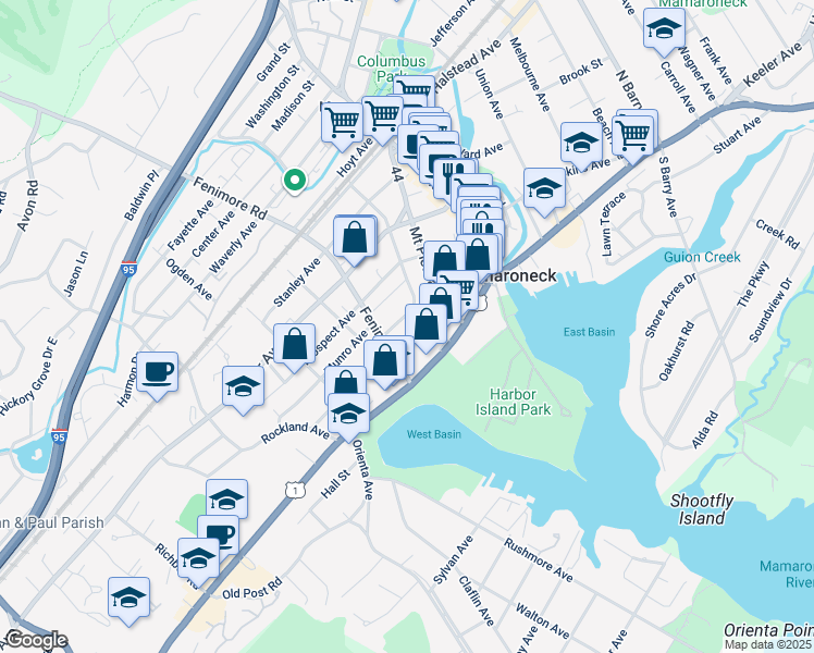 map of restaurants, bars, coffee shops, grocery stores, and more near 149 Fenimore Road in Mamaroneck