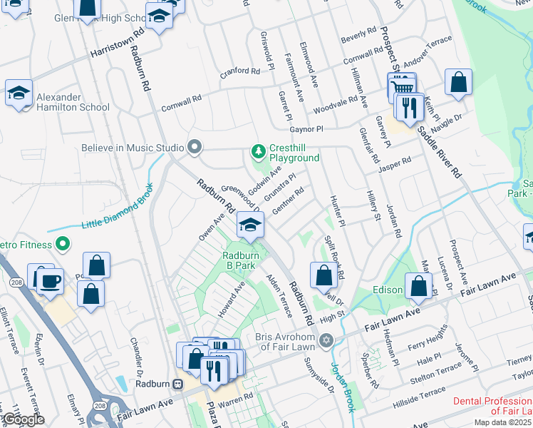 map of restaurants, bars, coffee shops, grocery stores, and more near 19-06 Greenwood Drive in Fair Lawn