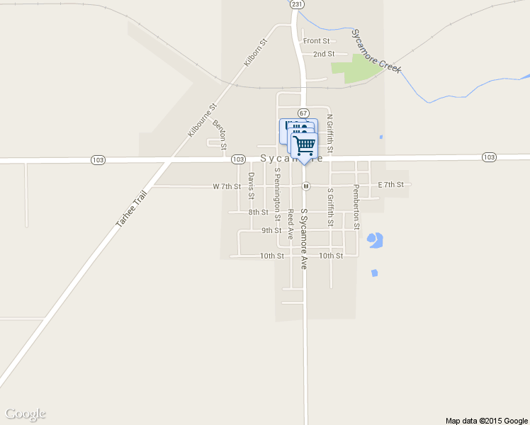 map of restaurants, bars, coffee shops, grocery stores, and more near 247 8th St in Sycamore