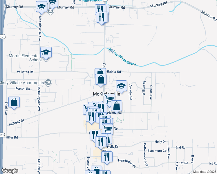map of restaurants, bars, coffee shops, grocery stores, and more near in McKinleyville