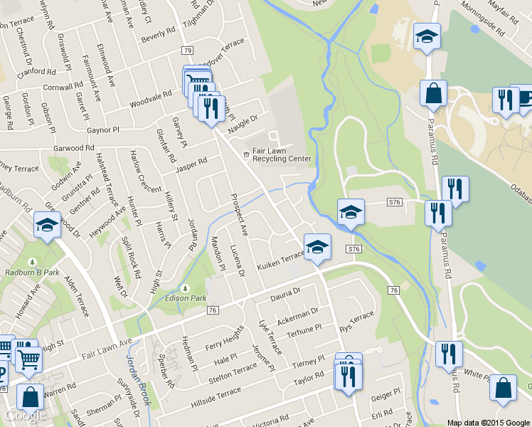 map of restaurants, bars, coffee shops, grocery stores, and more near 39-18 Knott Terrace in Fair Lawn