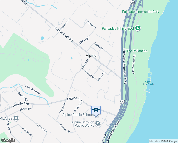 map of restaurants, bars, coffee shops, grocery stores, and more near 5 Haring Lane in Alpine