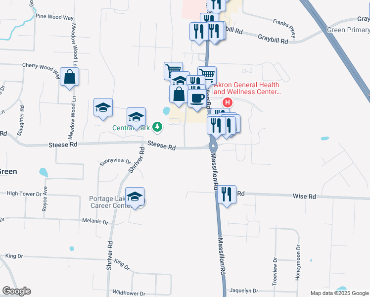 map of restaurants, bars, coffee shops, grocery stores, and more near 1848 Steese Road in Uniontown