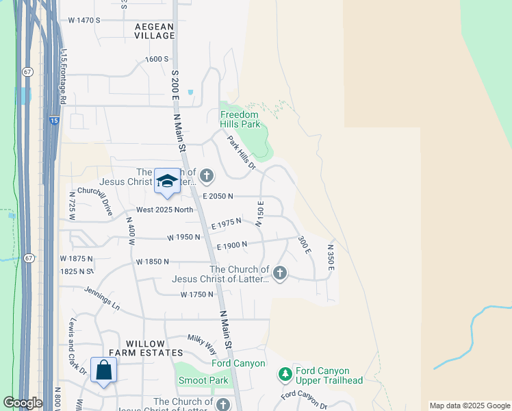map of restaurants, bars, coffee shops, grocery stores, and more near 2009 North 150 East in Centerville