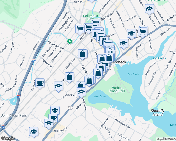 map of restaurants, bars, coffee shops, grocery stores, and more near 149 Fenimore Road in Mamaroneck
