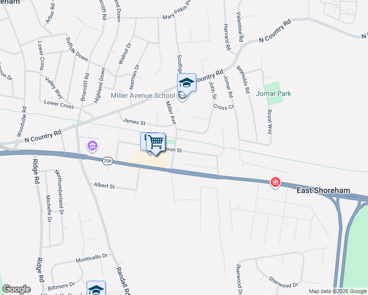 map of restaurants, bars, coffee shops, grocery stores, and more near 16 Robinson Street in Shoreham