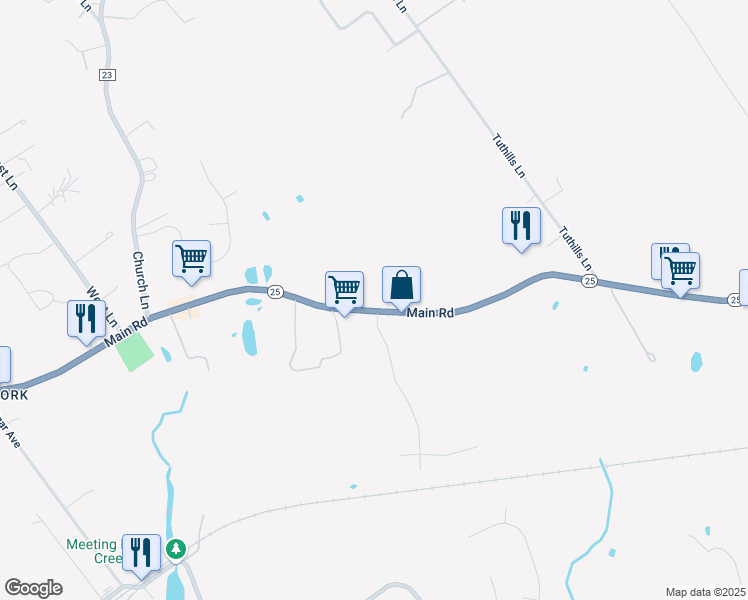 map of restaurants, bars, coffee shops, grocery stores, and more near 921 Main Road in Riverhead