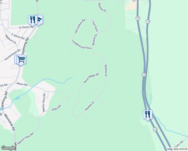 map of restaurants, bars, coffee shops, grocery stores, and more near 461 Mountain Top Court in Jefferson