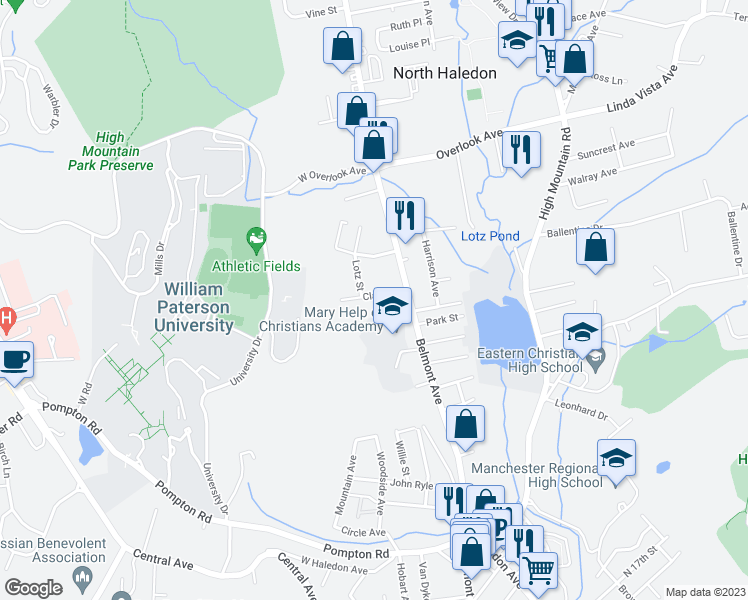 map of restaurants, bars, coffee shops, grocery stores, and more near 31 Clara Street in North Haledon