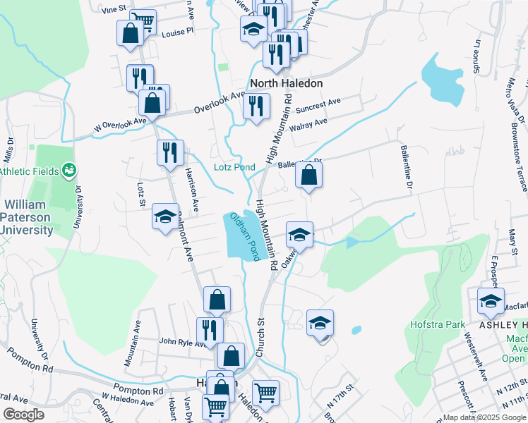 map of restaurants, bars, coffee shops, grocery stores, and more near 286 High Mountain Road in North Haledon