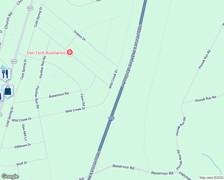 map of restaurants, bars, coffee shops, grocery stores, and more near 168 Wild Creek Drive in Jim Thorpe