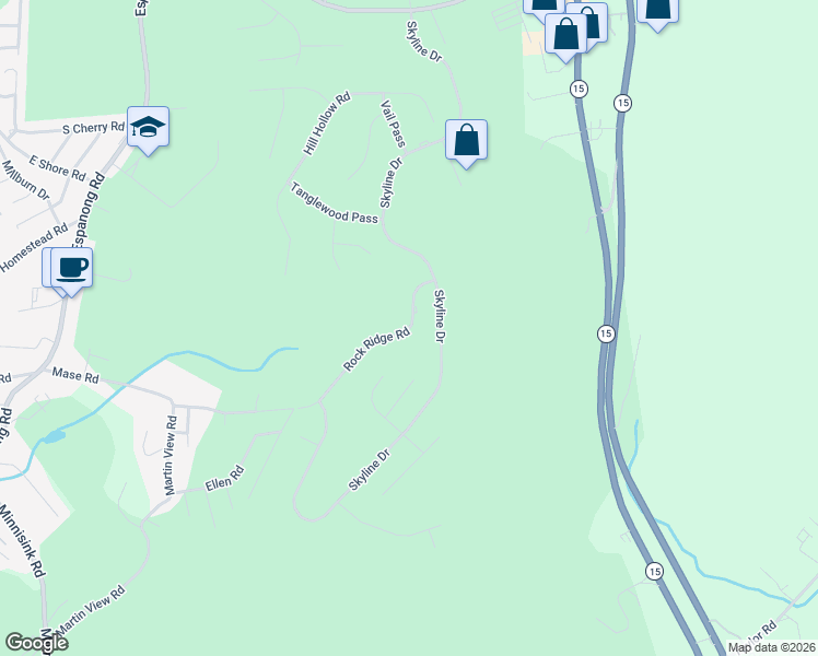 map of restaurants, bars, coffee shops, grocery stores, and more near 404 Rock Ridge Road in Jefferson
