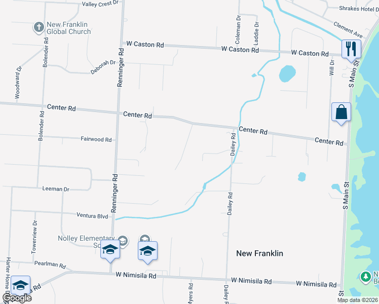map of restaurants, bars, coffee shops, grocery stores, and more near 5235 Kaylin Drive in Akron