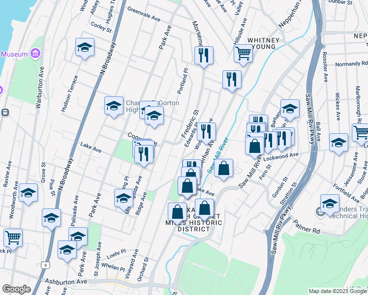 map of restaurants, bars, coffee shops, grocery stores, and more near 274 Edwards Place in Yonkers