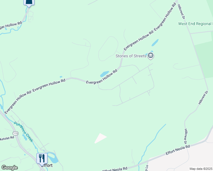 map of restaurants, bars, coffee shops, grocery stores, and more near 188 Comanche Pines Road in Effort