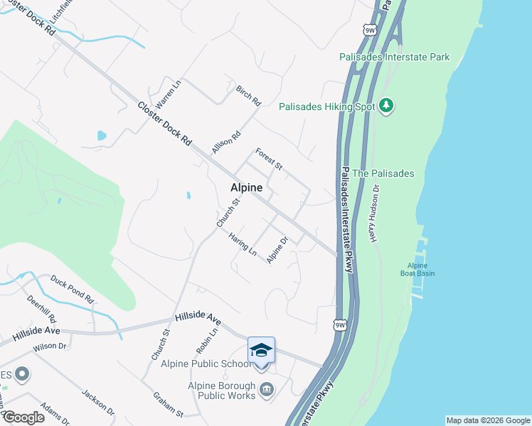 map of restaurants, bars, coffee shops, grocery stores, and more near 986 Closter Dock Road in Alpine