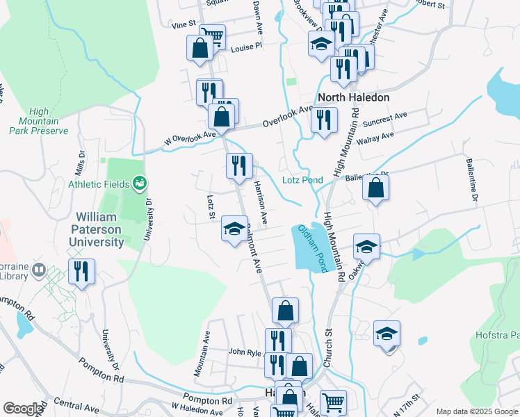 map of restaurants, bars, coffee shops, grocery stores, and more near 27 Harrison Avenue in North Haledon