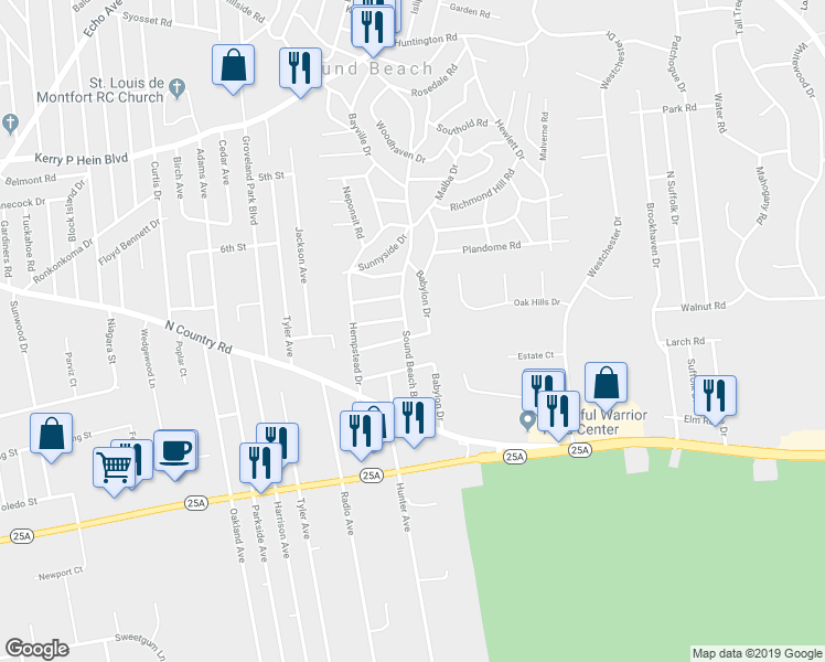 map of restaurants, bars, coffee shops, grocery stores, and more near 37 Sound Beach Boulevard in Sound Beach