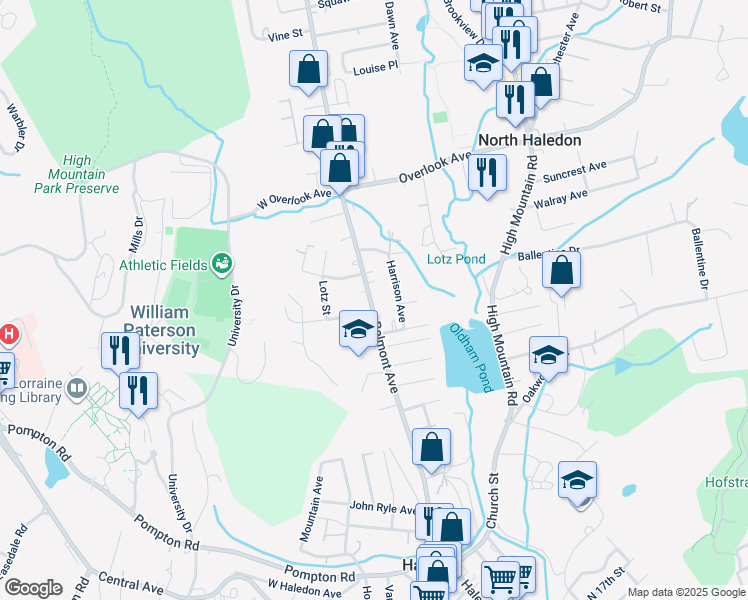 map of restaurants, bars, coffee shops, grocery stores, and more near 27 Harrison Avenue in North Haledon