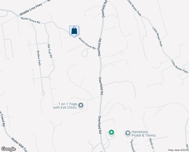 map of restaurants, bars, coffee shops, grocery stores, and more near 1552 Deerfield Road in Water Mill