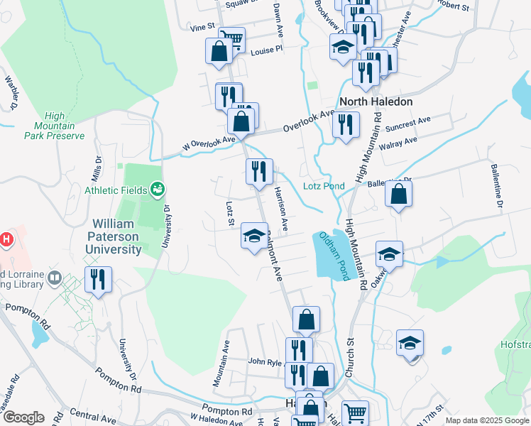 map of restaurants, bars, coffee shops, grocery stores, and more near 27 Harrison Avenue in North Haledon