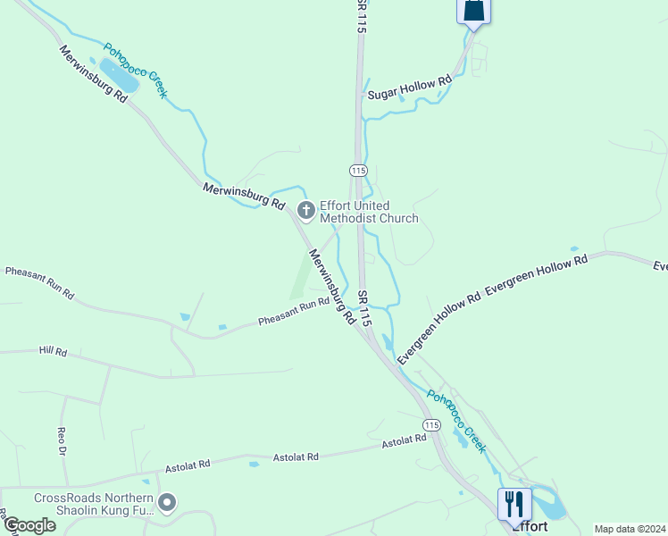 map of restaurants, bars, coffee shops, grocery stores, and more near 150 Merwinsburg Road in Effort