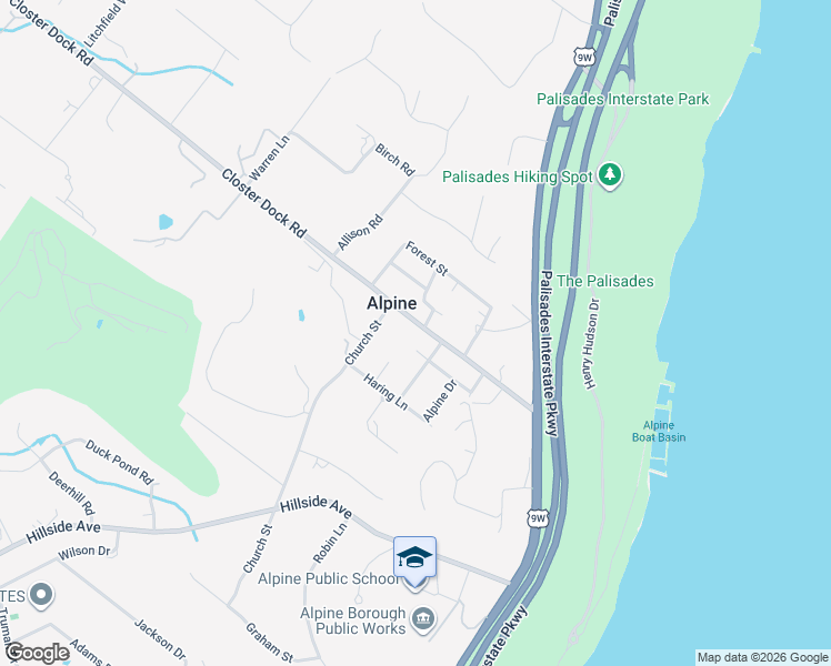 map of restaurants, bars, coffee shops, grocery stores, and more near 986 Closter Dock Road in Alpine