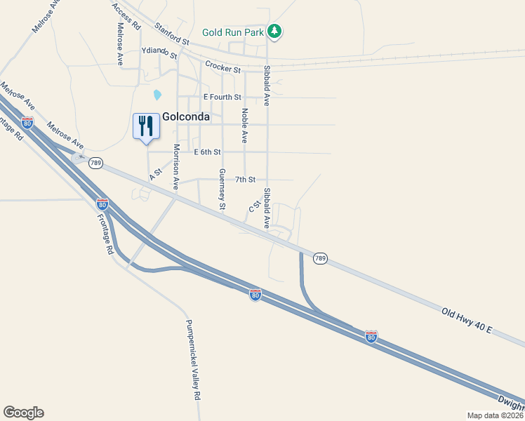 map of restaurants, bars, coffee shops, grocery stores, and more near 295 Old Highway 40 East in Golconda