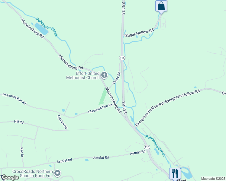 map of restaurants, bars, coffee shops, grocery stores, and more near 156 Merwinsburg Road in Effort