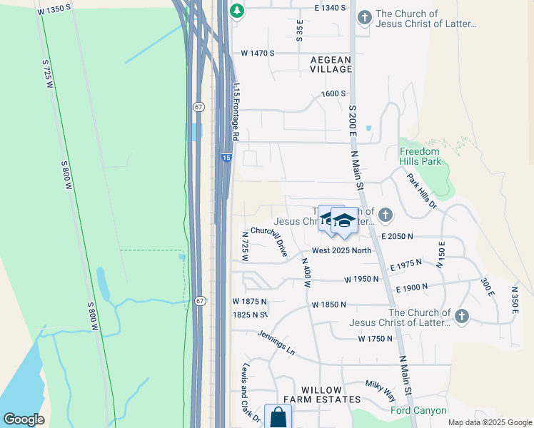 map of restaurants, bars, coffee shops, grocery stores, and more near 2123 North 520 West in Centerville