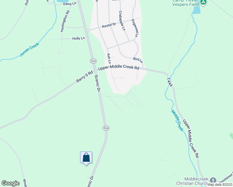 map of restaurants, bars, coffee shops, grocery stores, and more near 260 Ash Lane in Kunkletown
