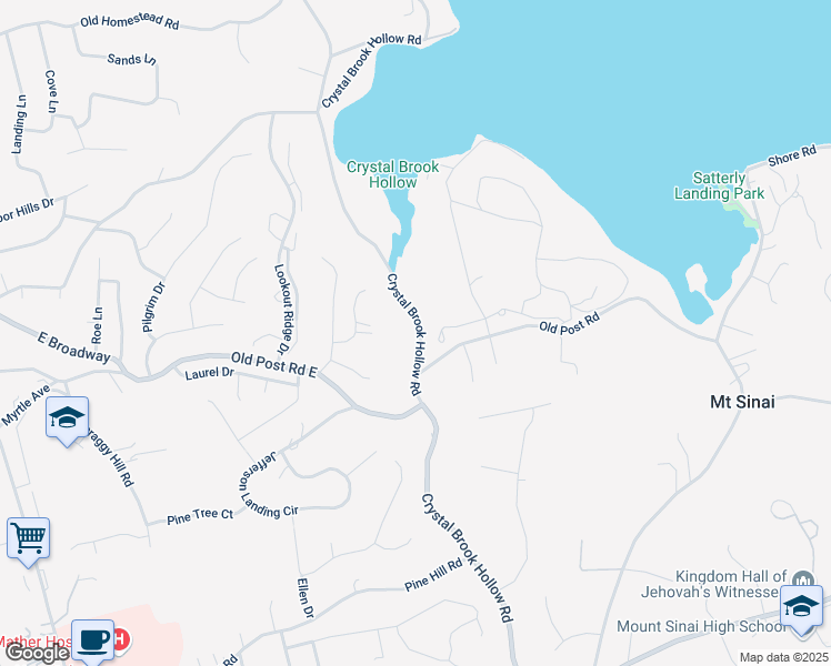 map of restaurants, bars, coffee shops, grocery stores, and more near 36 Crystal Brook Hollow Road in Port Jefferson
