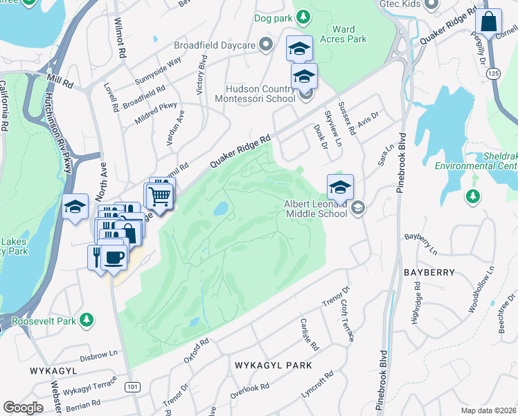 map of restaurants, bars, coffee shops, grocery stores, and more near in Westchester County