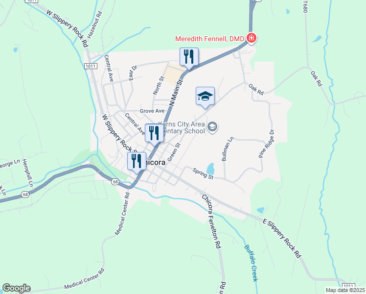 map of restaurants, bars, coffee shops, grocery stores, and more near 117 Green Street in Chicora