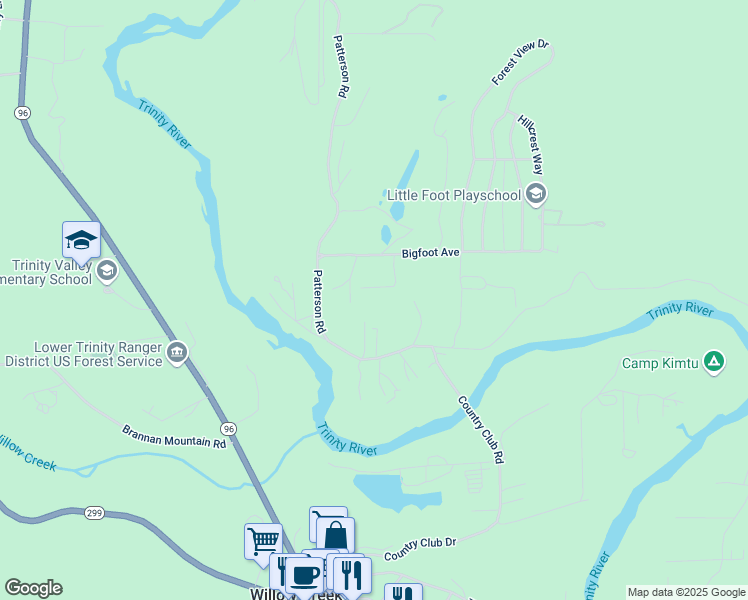 map of restaurants, bars, coffee shops, grocery stores, and more near 60 Tree Ln in Willow Creek