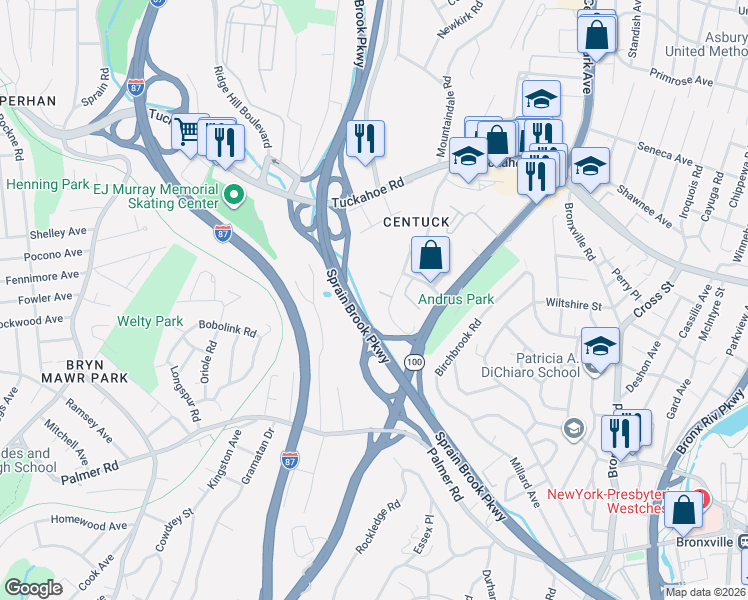 map of restaurants, bars, coffee shops, grocery stores, and more near 6 Winchester Avenue in Yonkers
