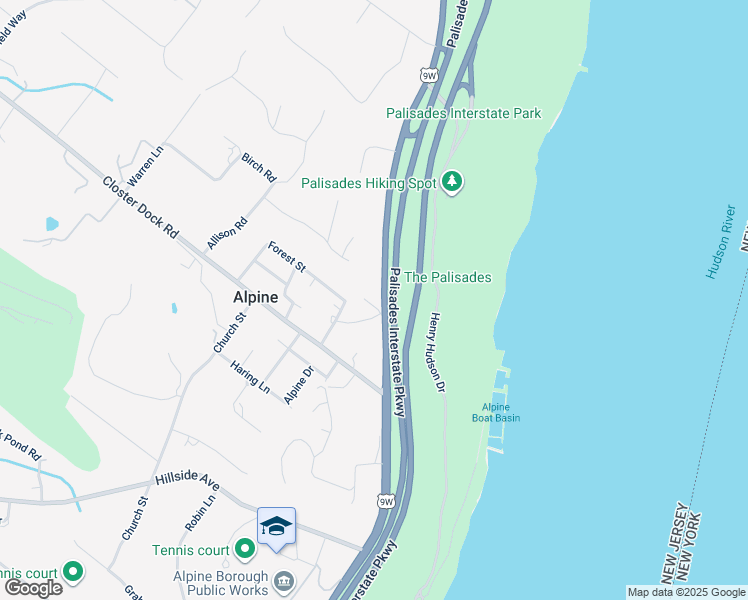 map of restaurants, bars, coffee shops, grocery stores, and more near 35 Old Dock Road in Alpine