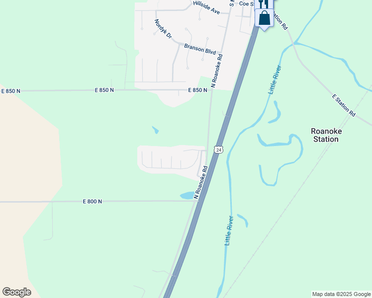 map of restaurants, bars, coffee shops, grocery stores, and more near 1 Queens Ct in Roanoke