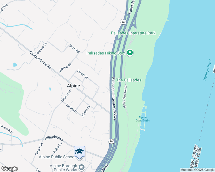 map of restaurants, bars, coffee shops, grocery stores, and more near 35 Old Dock Road in Alpine