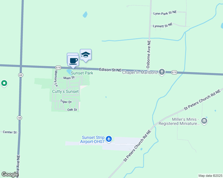 map of restaurants, bars, coffee shops, grocery stores, and more near 8352 Edison Street Northeast in Louisville