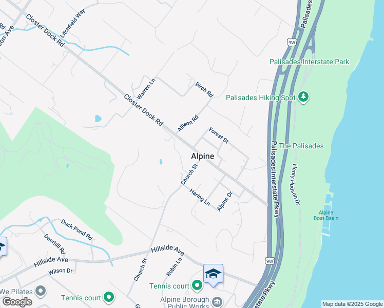 map of restaurants, bars, coffee shops, grocery stores, and more near 946 Closter Dock Road in Alpine