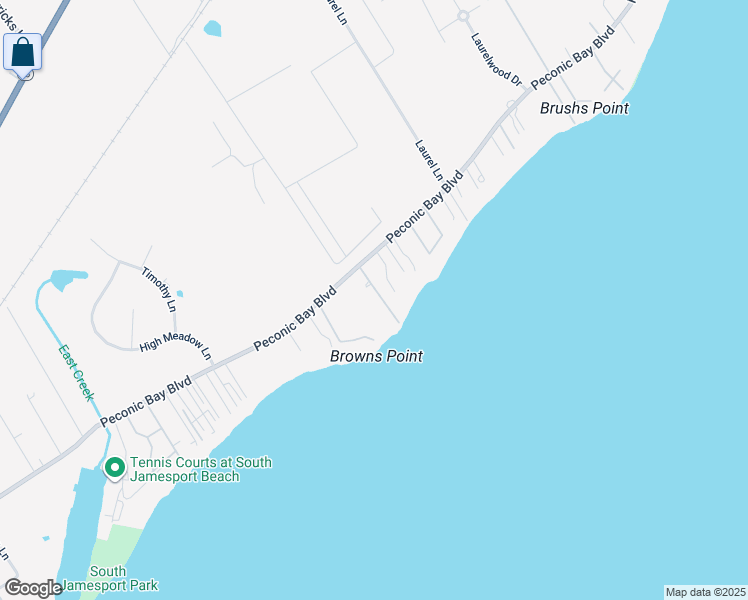 map of restaurants, bars, coffee shops, grocery stores, and more near 36 Beach Road in Laurel