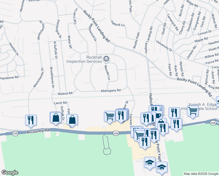 map of restaurants, bars, coffee shops, grocery stores, and more near 1 Meroke Lane in Rocky Point