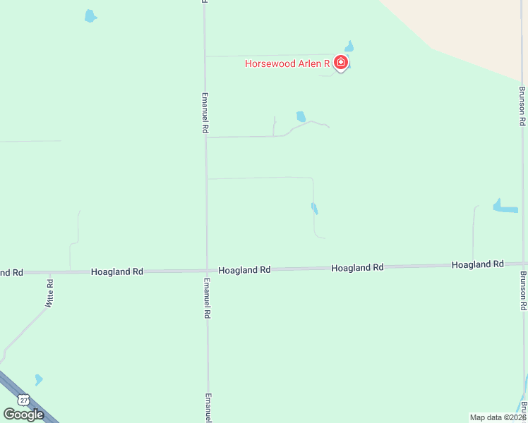 map of restaurants, bars, coffee shops, grocery stores, and more near 14701 Emanuel Road in Hoagland
