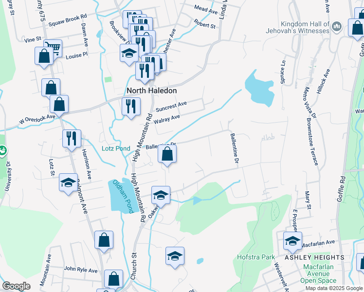 map of restaurants, bars, coffee shops, grocery stores, and more near 86 Ballentine Drive in North Haledon