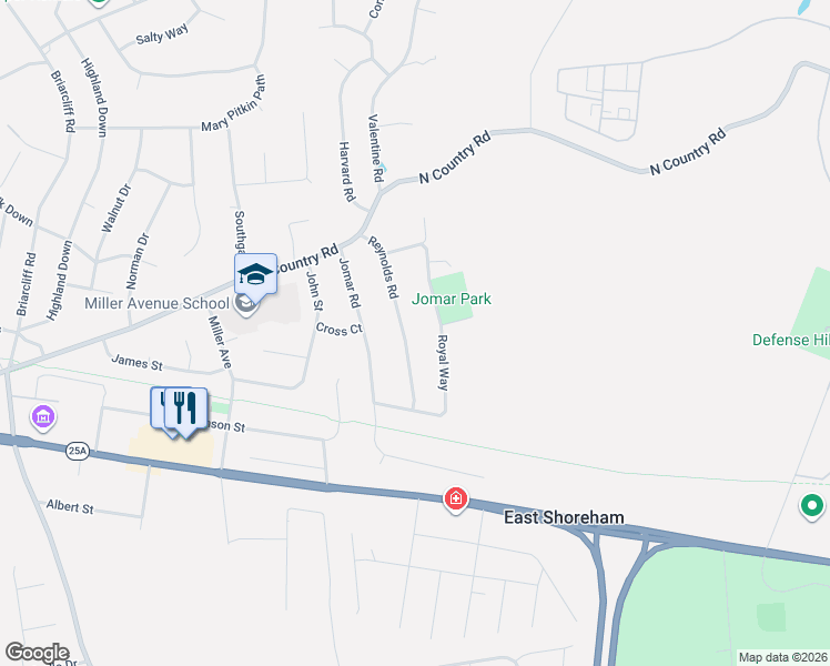 map of restaurants, bars, coffee shops, grocery stores, and more near 21 Reynolds Road in Shoreham