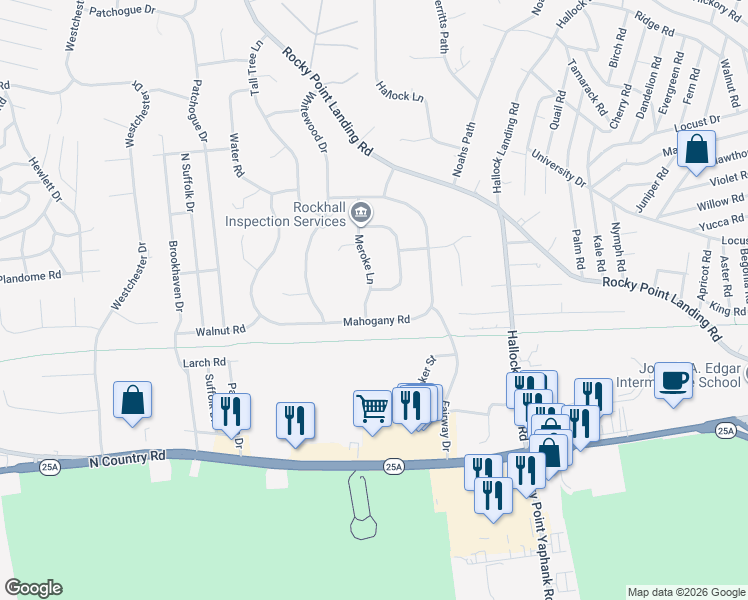 map of restaurants, bars, coffee shops, grocery stores, and more near 1 Meroke Lane in Rocky Point