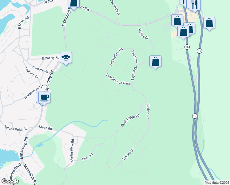 map of restaurants, bars, coffee shops, grocery stores, and more near 180 Fox Hill Court in Jefferson