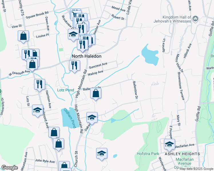 map of restaurants, bars, coffee shops, grocery stores, and more near 86 Ballentine Drive in North Haledon